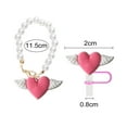 thumbnail image 6 of Pebbuoy 1 Set Tumbler Straw Cover Faux Pearl Chain Love Heart Wing Charm Water Cup Mug Handle Decoration Straw Tip Plug Topper Protector Tumbler Accessories, 6 of 6