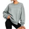 thumbnail image 6 of Women's Oversized Crewneck Sweatshirt Long Sleeve Side Slit Loose Pullover Tops Casual Fall Winter Sweatshirt, 6 of 9