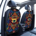 thumbnail image 3 of Naloa Vibrant Psychedelic Eye 2Pcs Anti-Kick Back Seat Cover Kick Mat, Car Seat Protector with 3 Storage Pockets, 3 of 8