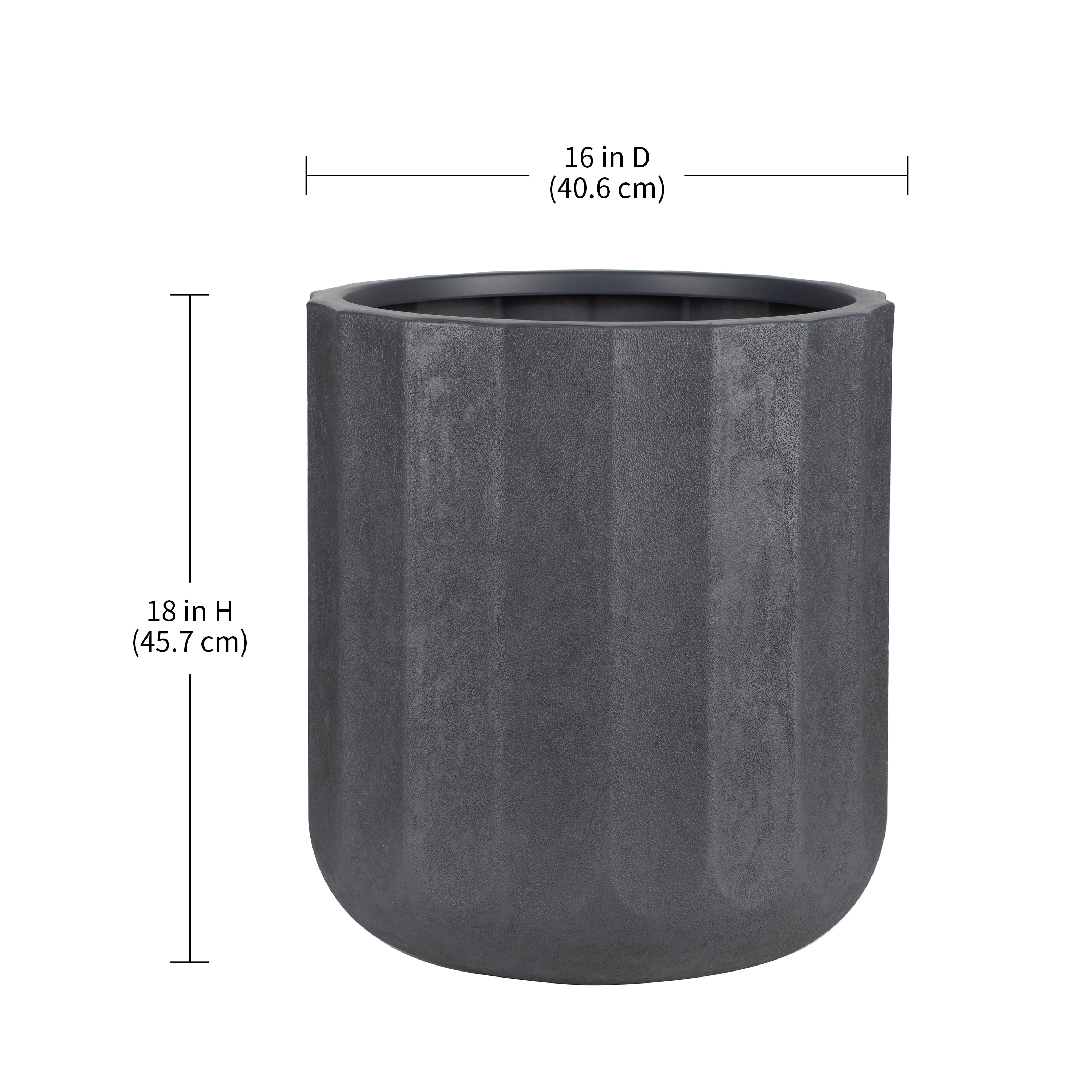 Better Homes & Gardens Adler 16 inch Resin Planter Black With Modern Design for Indoor Outdoor Plant
