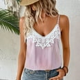 thumbnail image 2 of FRSASU Women's V Neck Lace Tank Tops Summer Stripe Color Block Casual Sleeveless Shirts Tops Pink, 2 of 9