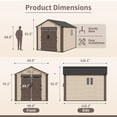 thumbnail image 5 of NETAJE 8x10 ft Resin Storage Shed, Outdoor Plastic Tool Shed with Floor, Lockable Door, Window and Vents for Patio, Backyard, Beige & Brown, 5 of 9