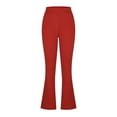 thumbnail image 4 of XFLWAM Women's Yoga Dress Pants Stretchy Work Slacks Business Casual Straight Leg/Bootcut Pull on Trousers with Pockets Red M, 4 of 6