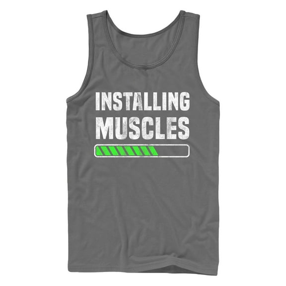Men's CHIN UP Installing Muscles  Tank Top Charcoal Medium
