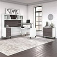 thumbnail image 2 of UrbanPro Sit-Stand L Desk Set with File Cabinet in White/Gray - Engineered Wood, 2 of 7