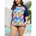 thumbnail image 3 of Charmo Plus Size Rashguard for Women Short Sleeve UPF 50 Swim Shirt Floral Print, 3 of 7