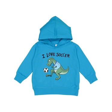 Inktastic I Love Soccer-dinosaur in Blue Toddler Hoodie