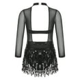 thumbnail image 2 of Haitryli Kids Girls Sequin Tassel Latin Dance Dress Long Sleeve Ballroom Salsa Rumba Tango Dancewear Black 8, 2 of 7