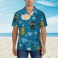 thumbnail image 2 of Kll Men'S Hawaiian Shirt Short Sleeve Button Down Beach Shirts-Cute Colorful Owls And Trees, 2 of 7