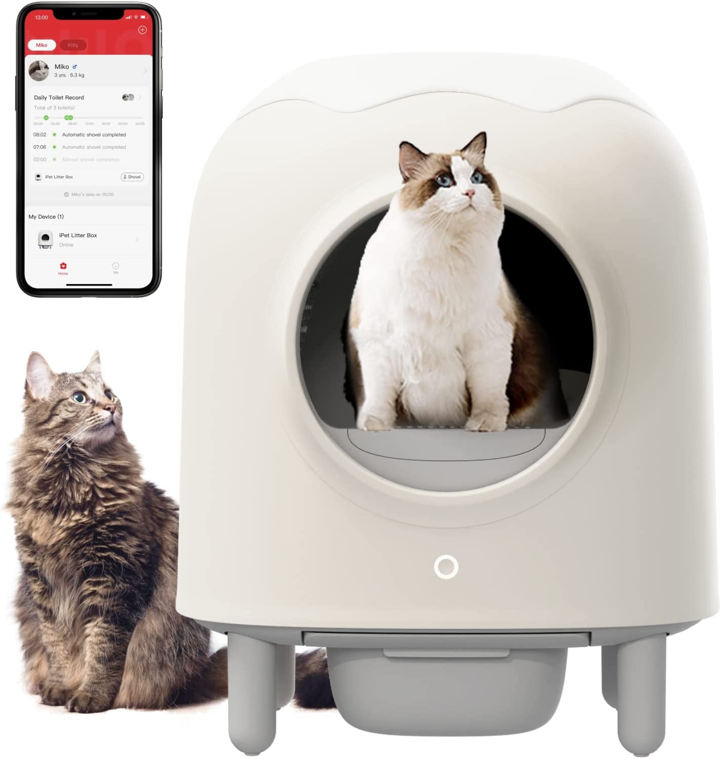 HHO LOVE Automatic Cat Litter Box, APP Remote Control Cat Litter Robot with Self Cleaning, Alerts, Odor Suppression, Disassembly for Multiple Cats