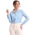 thumbnail image 1 of Blusa de trabajo para mujer de gasa con cuello doble, informal, de negocios, con botones Azul Claro XL, 1 of 4