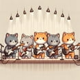 thumbnail image 3 of Ambesonne Cat Duvet Cover Set, Kawaii Kitty Guitarists Band, Calking, Grey Orange and Pale Tan, 3 of 6