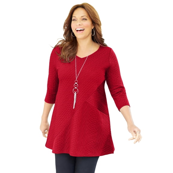 Catherines Women's Plus Size Spliced Cable Tunic