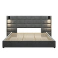 thumbnail image 6 of Christopher Knight Home California King Bed Frame with Velvet Upholstered, Wall Sconce, USB Port, Wide Headboard, Gray, 6 of 6