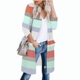 thumbnail image 2 of Heliisoer Solid Women's Color Striped Stitching Long-Sleeved Cardigan Button Coat Printed Plaid, 2 of 7