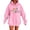 Pink, variant on Unisex Teacher Print Long Sleeve Hooded Sweatshirt for Autumn Winter Comfort Casual Wear with Front Pocket Design
