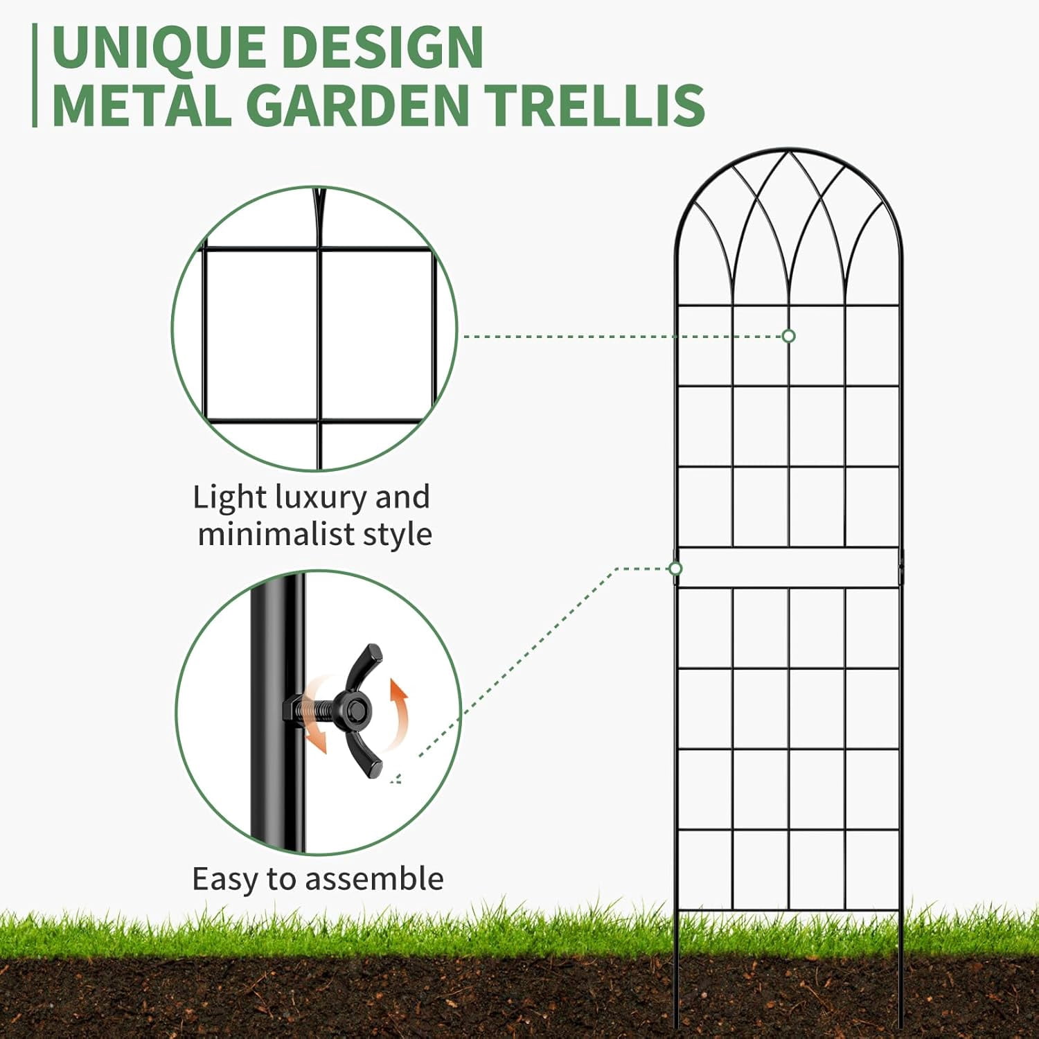 ABOORN 4 Pack Metal Garden Trellis for Climbing Plants Outdoor, Metal Plant Trellis for Flowers Tomato Cucumber Rose Vegetable Support Garden Decoration