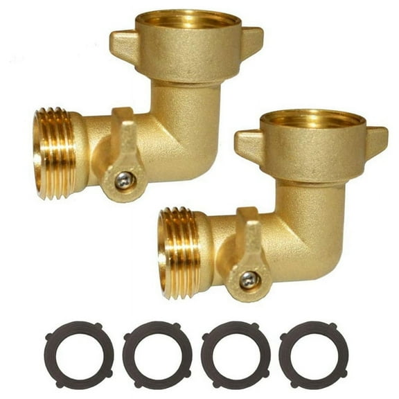 Copper 90 Degree Hose Elbow Adapter with Shut-Off Valve for Garden 3/4 Inch US Connection