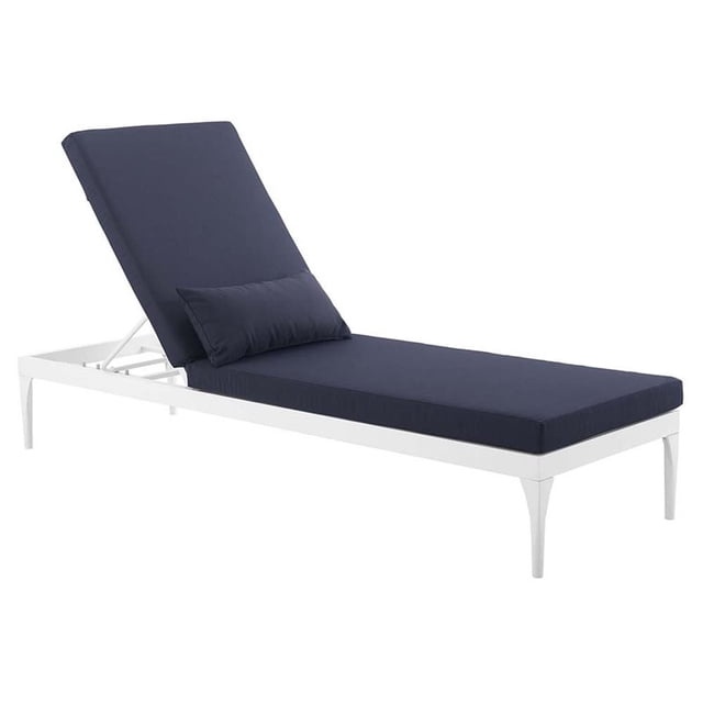 Modway Chaise Longue de Patio en Aluminium Perspective, Blanche et Marine