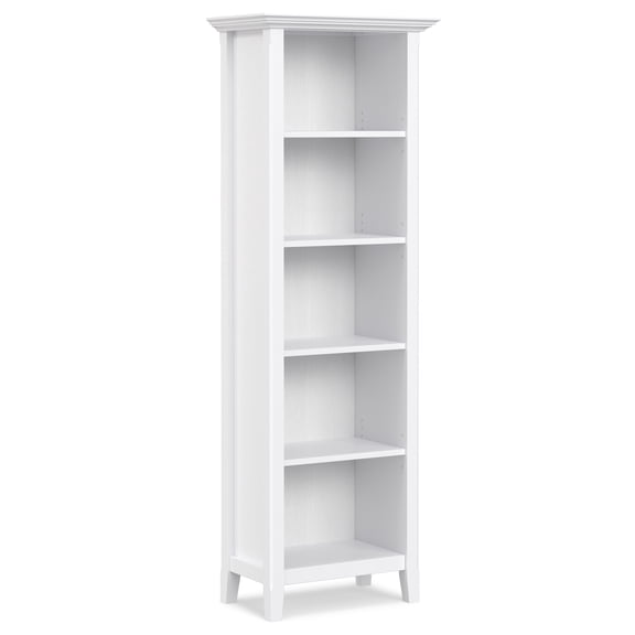 Simpli Home Amherst 24 inch Wide Solid Wood Transitional 5 Shelf Bookcase in White
