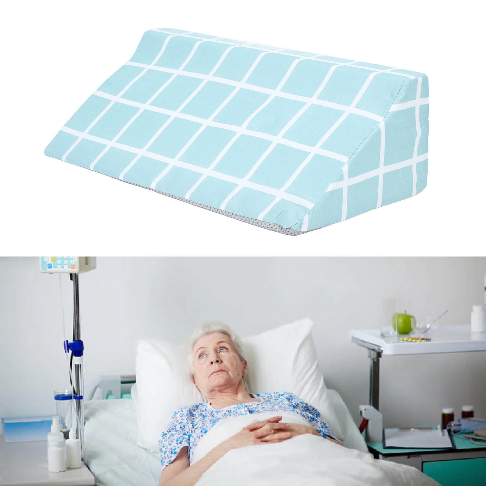LAZIOEGR R‑Shaped Bedsore Turning Wedge Pillow – 19.7×9.8×5.9in, Soft & Removable, Easy‑Clean, Multi‑Purpose Body Support for Side Sleepers