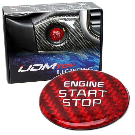 KDM GT-Line Style Sports Red Real Carbon Fiber Keyless Engine Start/Stop Push Starter Button Cover For Kia 2018-2023 K8 Stinger, 2021-up K5 Optima