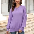 thumbnail image 3 of Defitshape Women's Knit Pullover Sweater Soft Crew Neck Fashion Thermal Winter Casual Long Split Tunic Shirts Purple X-Large, 3 of 4