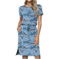 thumbnail image 2 of Fankiway Robe Décontractée à Manches Courtes Imprimée pour Femmes, Col Rond, avec Poches, Grande Taille, pour Femmes Rondes, Printemps 6264, 2 of 6