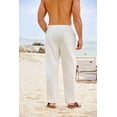 thumbnail image 4 of COOFANDY Men's Linen Pants Casual Loose Fit Beach Summer Yoga Pants Lightweight Drawstring Linen Trousers, 4 of 9