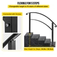 thumbnail image 4 of BENTISM 5FT Adjustable Wrought iron Transition Handrail Matte Black Fits 5 Steps, 4 of 10
