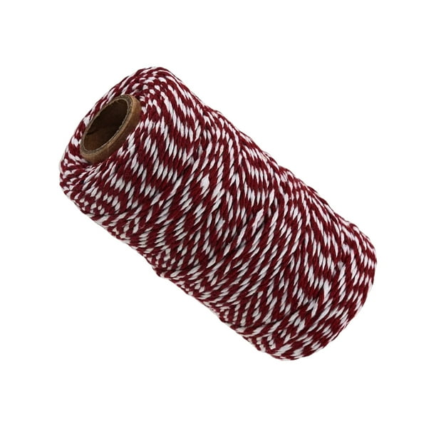 Yuarrent Cuerda de hilo de cinta de algodón ampliamente utilizada y duradera para diversos fines hecha de algodón fácil Artesanía Rojo oscuro + blanco