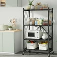 thumbnail image 6 of Vebreda 4-Tier Storage Shelf Foldable Metal Shelving Units with Wheels, Black, 6 of 8
