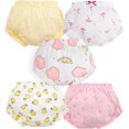 thumbnail image 1 of Funda para pañales - Baby Bloomers Adorable funda para pañales para ropa interior de niñas, pantalones cortos de algodón para bebés (5 piezas, 0-1 años, color aleatorio), 1 of 5