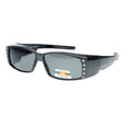 thumbnail image 2 of Womens Rhinestone Rectangular Polarized Fit Over Glasses Sunglasses Grey Black, 2 of 4