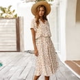 thumbnail image 3 of TEELYNN - Vestido camisero de lunares beige para mujer, cuello en V, cintura elástica, suelto, para playa, de algodón, informal, largo, 2020, 3 of 4