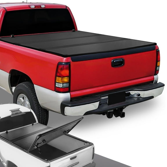 DNA Motoring for 19-25 Chevy Silverado Sierra 5.8Ft Bed FRP Hard Solid Tri-Fold Tonneau Cover