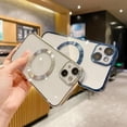 thumbnail image 5 of Compatible with iPhone 12 Mini Magnetic Clear Case,Luxury Plating Bling Transparent Shockproof MagSafe Case with Full Camera Lens Protector for iPhone 12 Mini Women Girl Men-Blue, 5 of 14