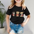 thumbnail image 2 of Baby Girl Clothes Cute Print Short Sleeve T Shirt Round Neck Toddler Girls Clothes for Daily Wear Black 9-10 Years, 2 of 5