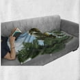thumbnail image 6 of Fantasy Soft Flannel Fleece Blanket, Giant Dinosaur in Forest Jurassic Monster Fossil Creature Digital Design, Cozy Plush for Indoor and Outdoor Use, 60" x 80", Sky Blue Fern Green, by Ambesonne, 6 of 6