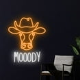 thumbnail image 3 of Handmadetneonsign Cowboy Cow Mooody Neon Sign, Cow Cowboy Art Decor, Western Cow Animal Wall Decor, 3 of 5