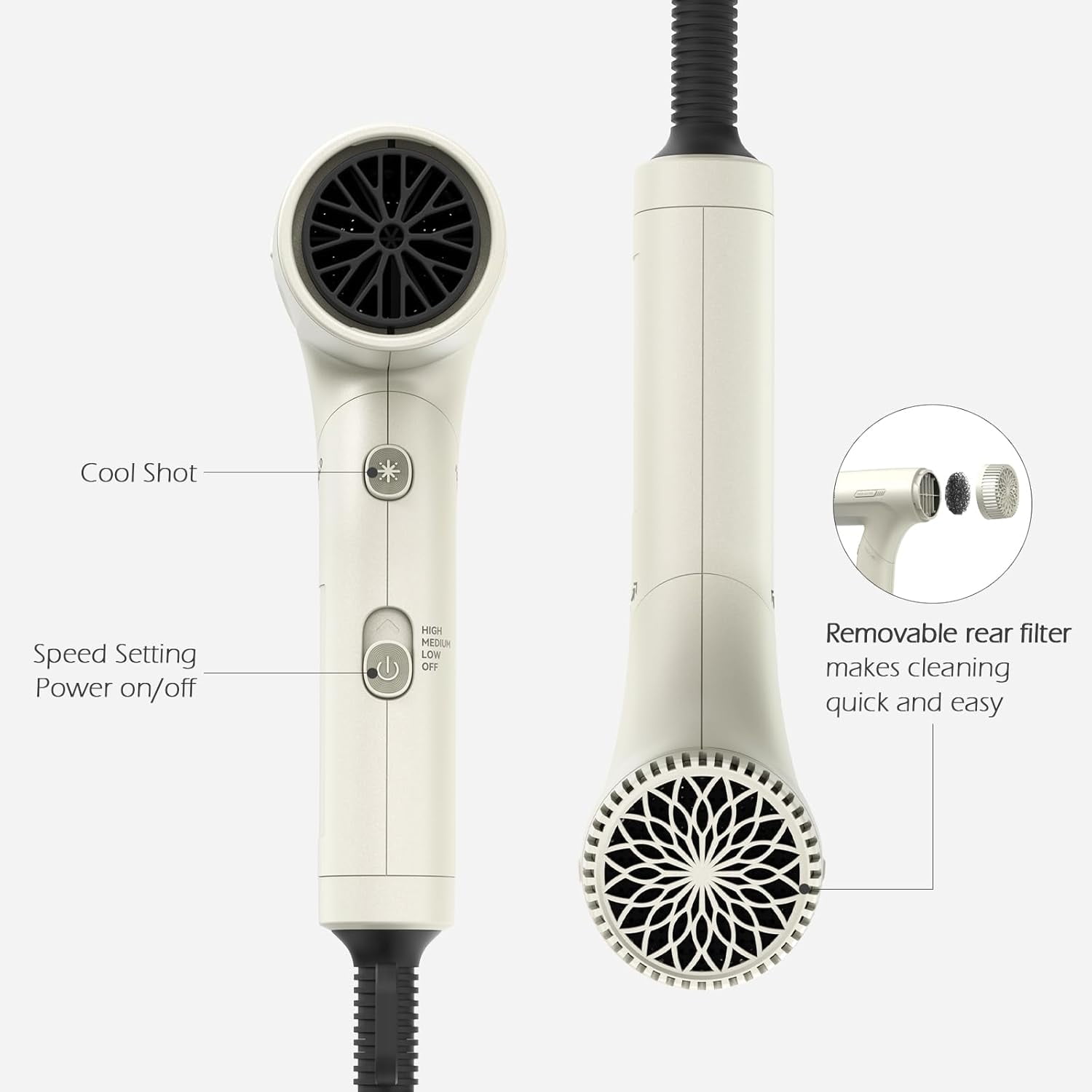 TOME Dual Voltage 1200W Hair Dryer with Diffuser,Foldable Travel Blow Dryer 3 Speed Setting with Comb Nozzle Power Adapter