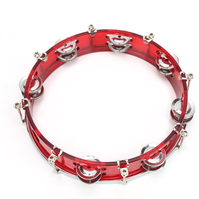 Percussion Jingles, Adjustable Double Row Portable 10in Tambourine For Playing Red,Blue