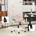 thumbnail image 4 of Ergonomic Pink Mesh Office Chair with Adjustable Rotatable Headrest and Lumbar Support, High Back Computer Desk Chair with Tilt Function for Home Office, Study, and Bedroom, 4 of 7