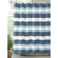 thumbnail image 2 of Fsddascl Blue Striped Shower Curtain Set - 60" x 72" Washable Bathtub Curtain with 12 Hooks, Modern Gradient Abstract Lines Aesthetic Waterproof Fabric Stall Shower Curtains for Bathroom/Bathtub, 2 of 6