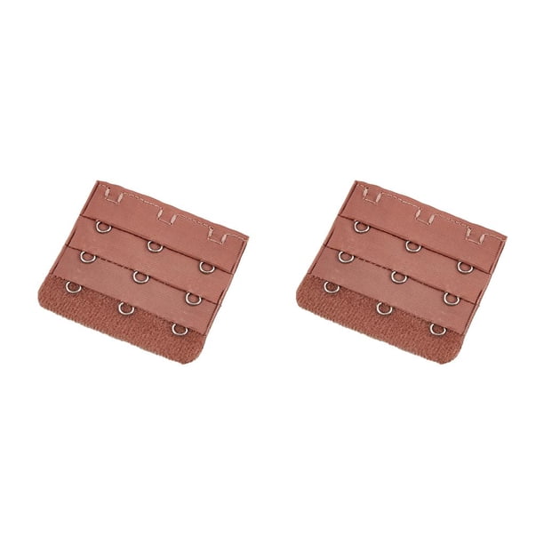 Qarigey Correa de extensión extensores de sujetador hebilla 3 ganchos accesorios botones prácticos abrazadera reemplazo ajustable 3 filas café 2piezas