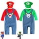 thumbnail image 1 of Conjunto de ropa para bebé recién nacido de Super Mario Bros con gorro, traje de manga larga de Luigi, mameluco para bebé, disfraz para niño pequeño, pijama para niño, 1 of 5