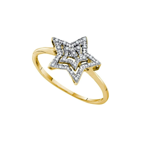 Diamond Princess 10kt Yellow Gold Womens Round Diamond Star Ring 1/20 Cttw