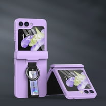 Compatible with Samsung Galaxy Z Flip 5 Case, with Hinge Protection & Ring & Hand-strap, Slim and Thin with Screen Protector Frosted Case Cover for Samsung Galaxy Z Flip 5 5G, Purple