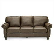 Angle View: Softaly Sicily Leather Sofa, Dark Brown