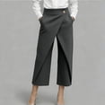thumbnail image 2 of Levmjia Women High Waisted Wide Leg Capri Pants Solid Color Elegant Casual Dressy Trousers with Functional Pockets Zipper Front Office Work Wear, 2 of 8